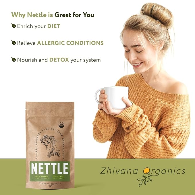 Stinging Nettle Tea Organic (100 Tea Bags) - Stinging Nettle Leaf, Ortiga Verde Organica, Urtica Tea