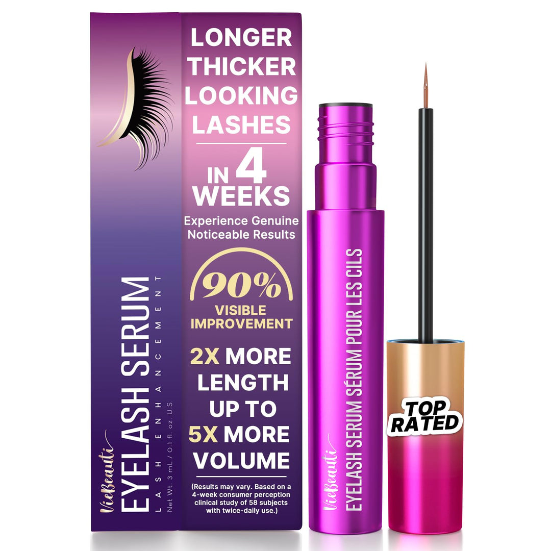 VieBeauti Premium Eyelash Growth Serum: Lash Enhancing Serum with Advanced Formula to Boost Longer Fuller and Thicker Looking Lashes - Vegan & Cruelty-Free for Sensitive Eyes 3mL 3-Month Supply