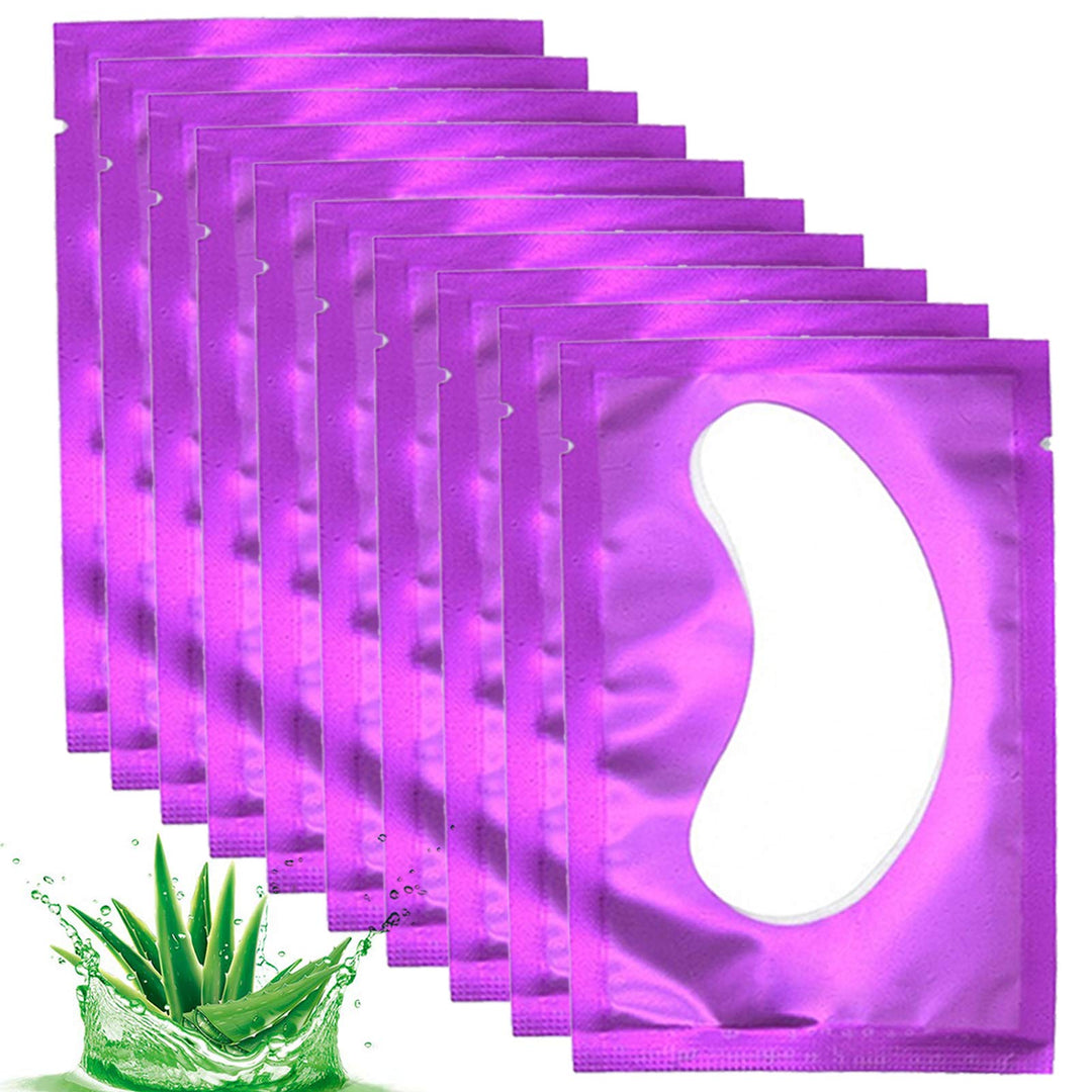 50 Pair Under Eye Pads, Eyelash Extension Lint Free Gel Patches For Beauty Salon False Eyelash Extensions Grafting (Purple)
