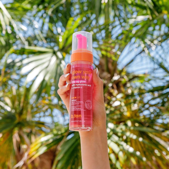 b.tan Clear Self Tanner Foam – Rinse-Free Dark Tanning Mousse | 1-Hour Glow