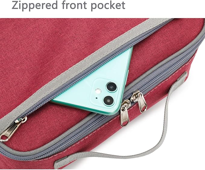 FlowFly Kids Lunch box Insulated Soft Bag Mini Cooler Back to School Thermal Meal Tote Kit for Girls, Boys,Women,Men, Deep Red