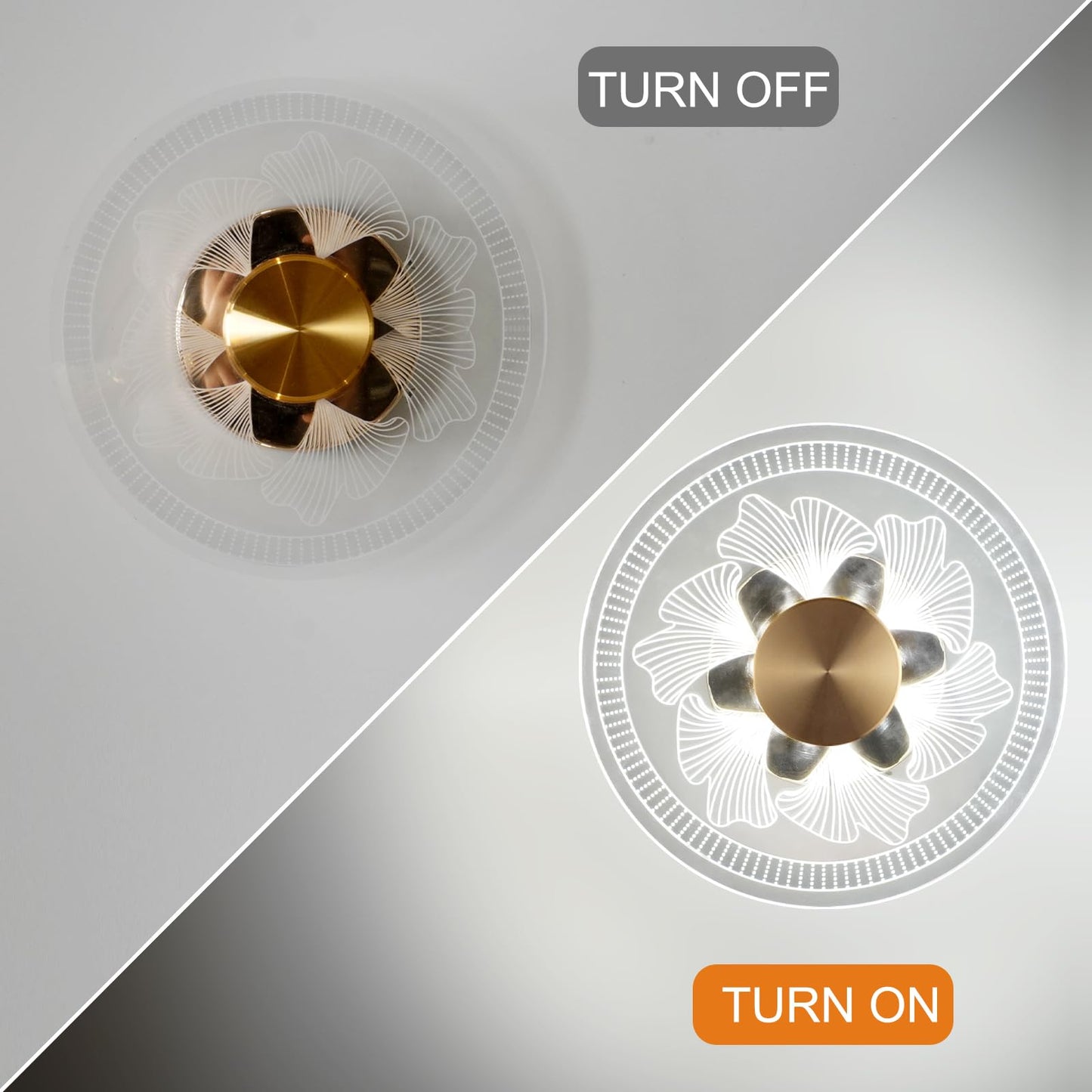 APAKA Modern LED Wall Lamp, 12W Wall Sconce Round, Acrylic Flower Pattern Wall Light, Decorative Lighting Fixtures for Bedroom Living Room Hallway Aisle Balcony Stairs, 3000K/4500K/6500K