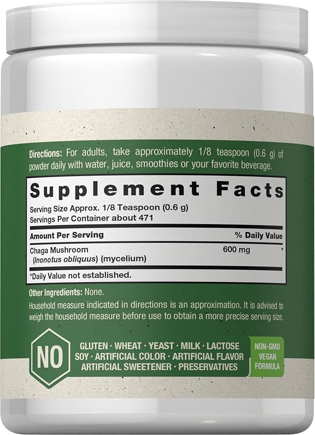 Horbäach Chaga Mushroom Powder | 10 Ounce | Vegan, Non-GMO & Gluten Free Supplement