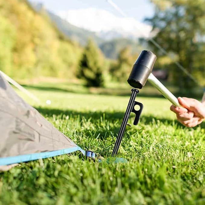 12 Pcs 16 Inch Tent Stakes Heavy Duty Metal Tent Pegs，Camping Steel Tent Stakes for Unbreakable and Inflexible Camping Backyard Rocky Ground