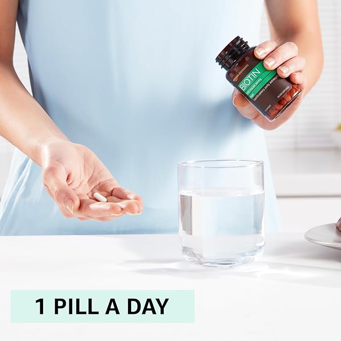 Amazon Elements Vegan Biotin 5000 mcg - Hair, Skin, Nails, 130 Capsules (4 Month Supply) (Packaging May Vary) (Pack of 2)