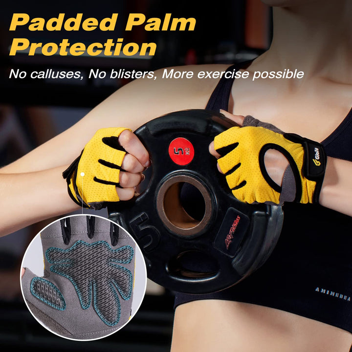 Glofit Workout Gloves for Women Men, Lightweight Weight Lifting Glove Breathable Fingerless Gym Gloves, Exercise, Fitness, Training, Cycling