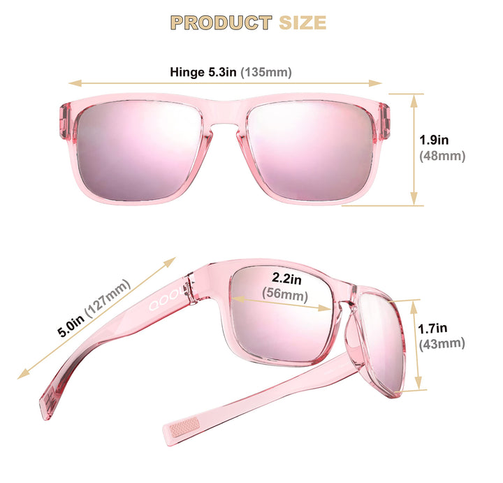 QOOL TIMES Living out your F11 Pink mirrored Polarized Casual sport Sunglasses for Women, Running Driving Golfing Cycling Hiking and Outdoor Gifts