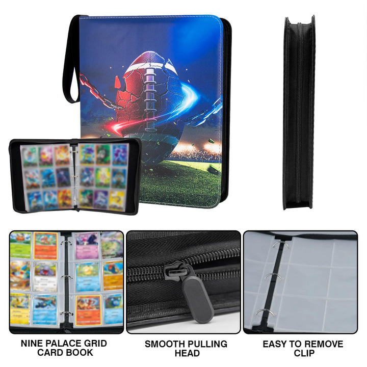 MaoKea Card Binder For Card 4-Pocket Sleeves with 440 Cards Holder,Game Collection Binder Card Holder Of Fit for TCGcard album,game card Yugioh Trading Sports Cards (9 Pocket Rugby 3)