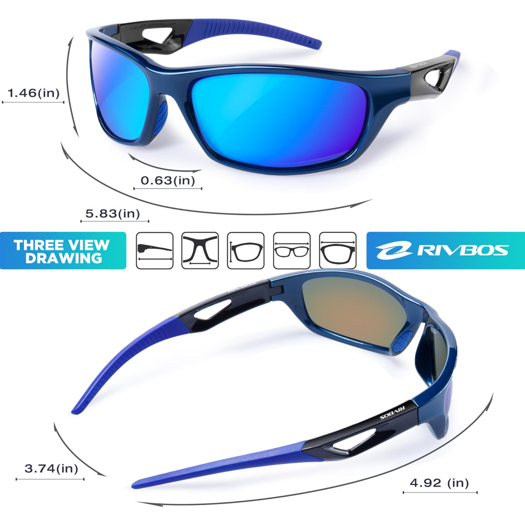 RIVBOS Polarized Sports Sunglasses Driving Sunglasses Shades for Men Women Tr90 Frame for Cycling Fishing Running RB831