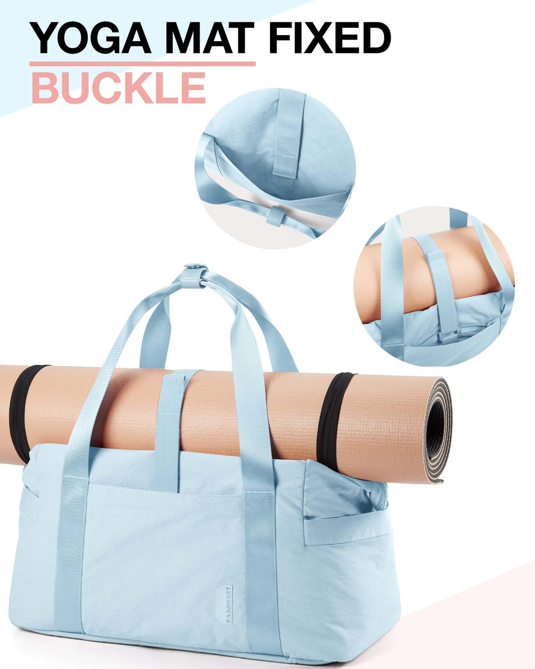 BAGSMART BAGSMART Gym Bag for Women, Carry on Weekender Overnight Bag, Travel Duffel Bags, Personal Item Travel Bag Tote Bag Workout Dance Bag, Light Blue-34L