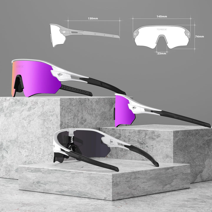 Sunglasses for Men Women Bike Cycling Fishing Running Driving Hiking Baseball Anti-fog Sports Z87 Sunglasses UV Protection 02EV (Matte white Black&Pink Purple REVO)