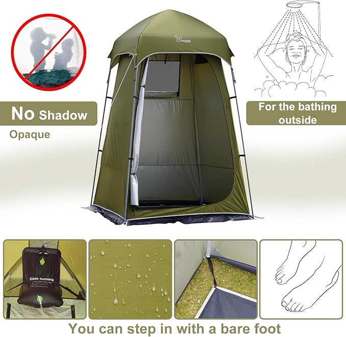 Vidalido Outdoor Camping Shower Tent Easy Setup Privacy Tent Changing Room Portable Camp Shower Tents for Camping with Floor, Waterproof Privacy Shelters Camping Toilet Tent