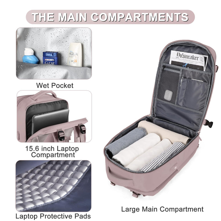 coofay Large Travel Backpack For Women Men Airline Approved Carry On Backpack Flight Approved Waterproof Sports Backpack Casual Daypack Hiking Backpack