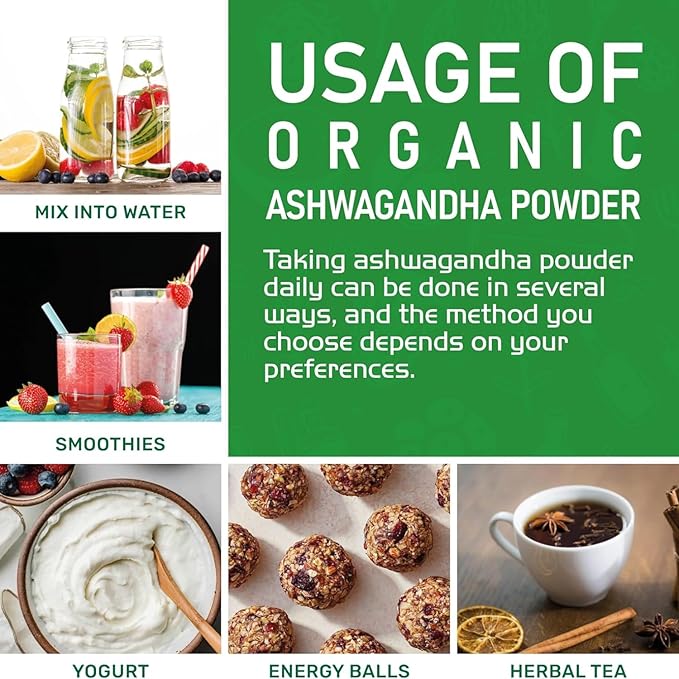 BASIC AYURVEDA Ashwagandha Powder | Pure Withania Somnifera Root | Natural Adaptogen for Daily Routine | Use in Juices, Shakes, Herbal Recipes | 7.05 Oz (200g)