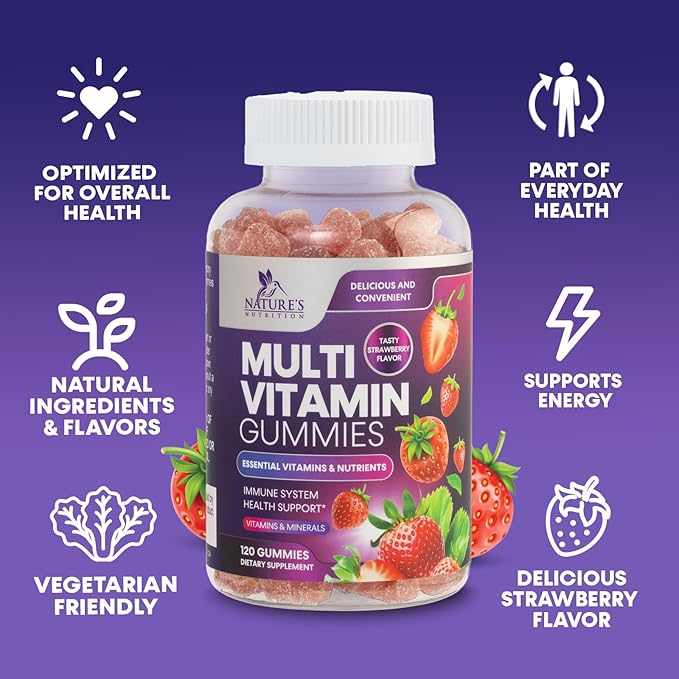 Multivitamin Gummies for Adults, Daily Gummy Vitamin for Women & Men, Immune Support Gummy Multivitamins Supplement, Adult Multi Vit Vitamin with Vitamins A, C, D, E, B-6, B-12, Zinc - 120 Gummies