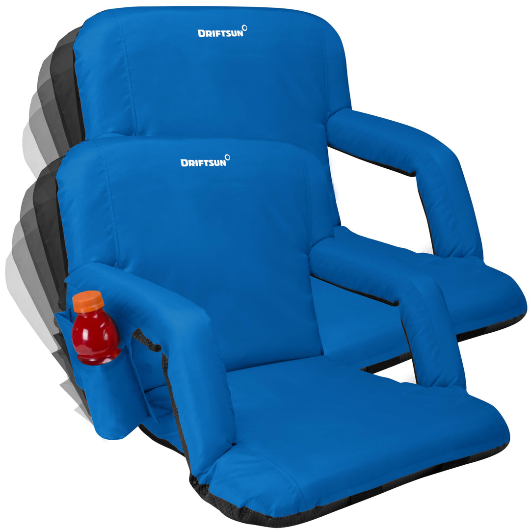 Driftsun 2 Pack Stadium Seats with Back Support, Deluxe Bleacher Chairs with Back Support, Padded Stadium Seats with Backs, Waterproof Stadium Chair