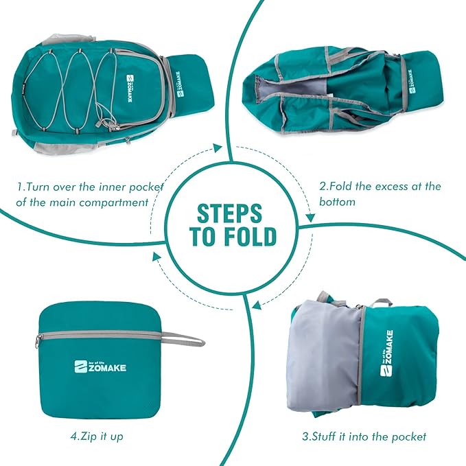 ZOMAKE Lightweight Packable Backpack 28L, Foldable Backpacks Water Resistant Collapsible Day Bag Light Daypack for Hiking