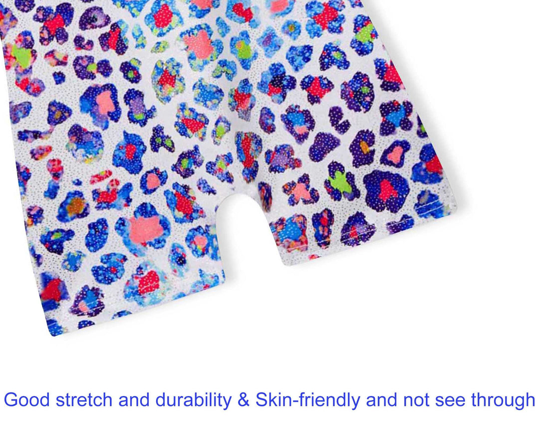Domusgo Leotard for Girls Gymnastics Size 4t 5t Shiny One-Piece Sleeveless Rainbow Leopard Dance Biketard