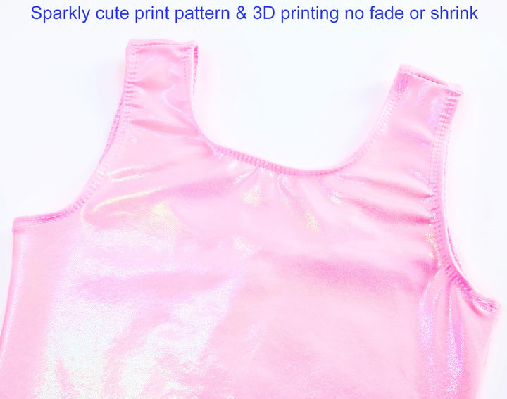 Domusgo Girls Leotards for Gymnastics Size 5-6 Years Old Shiny Pink One Piece Biketards