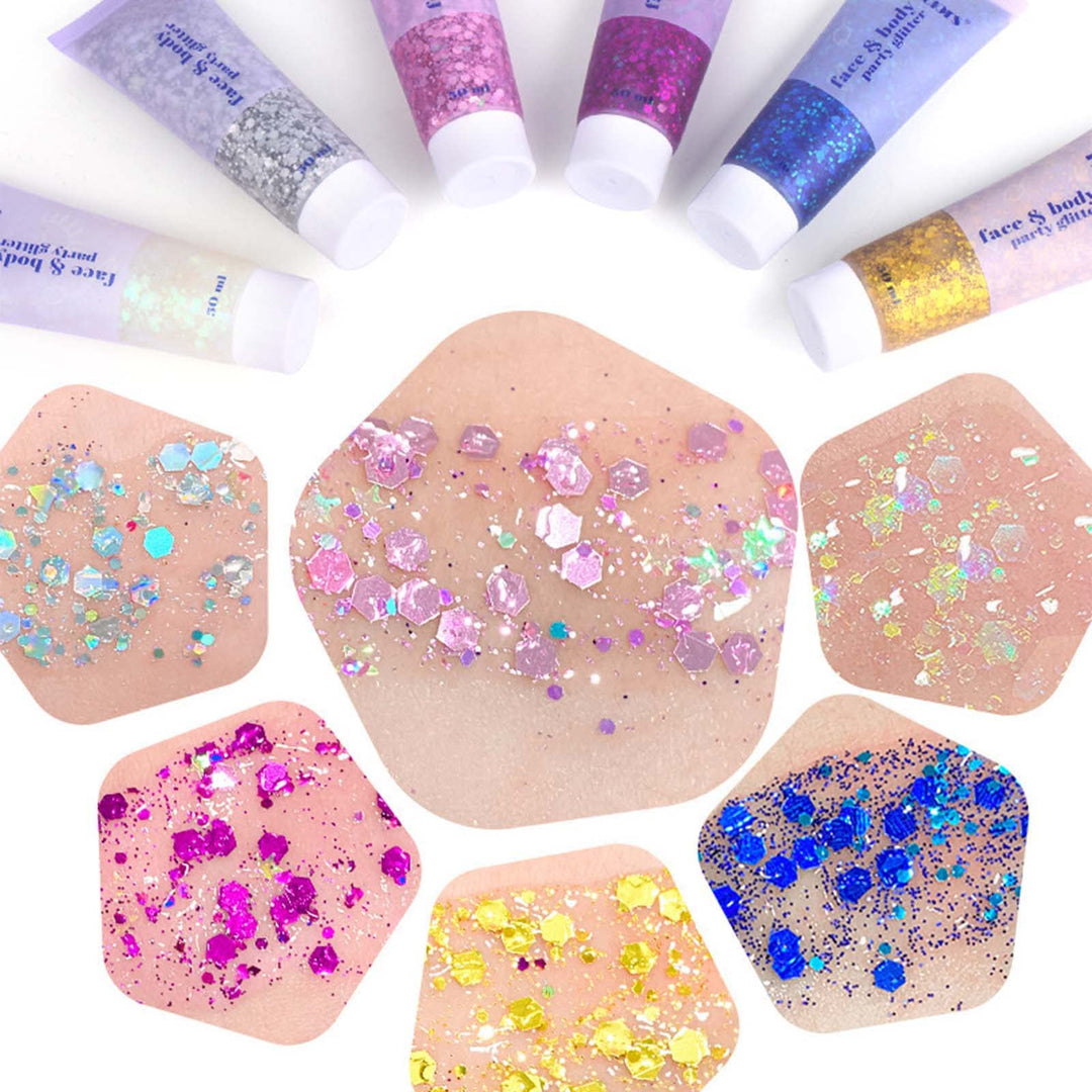 DAGEDA Body Glitter Gel, Face Glitters Body Gel Sequins Shimmer Liquid Eyeshadow, Chunky Glitter for Face Hair Nails, Holographic Cosmetic Laser Powder Festival Glitter Makeup 50ml(Gold