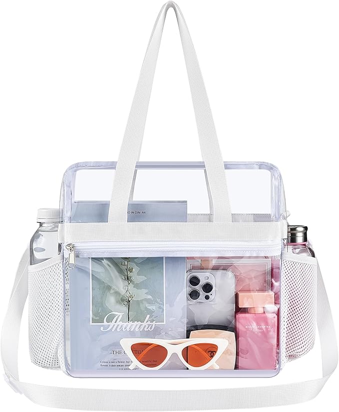 USPECLARE Clear Tote Stadium Approved, Security Travel & Gym Clear Bag for Work Sports Games Concerts