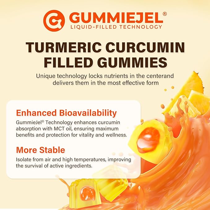 Turmeric Curcumin Gummies for Adults, with Medium Chain Triglycerides (MCT) Oil, Black Pepper Extract, Ultra Absorption, Sugar Free, 120 Gummies, 60 Servings