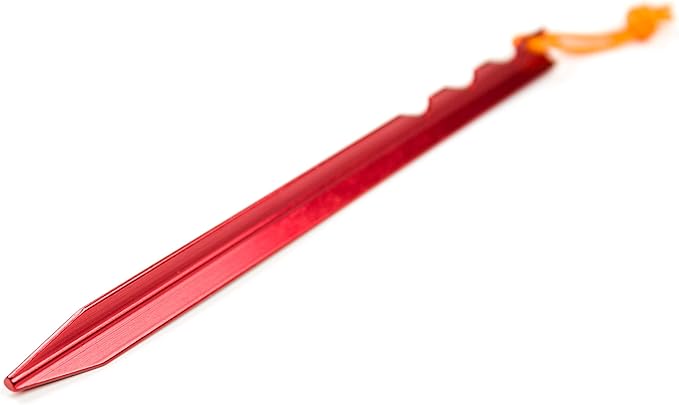 Aluminum Tent Stakes Pegs, 12-Pack Aluminum Ground Pegs with Reflective Pull Ropes, Heavy Duty Tri-Beam Metal Stakes Pegs for Backpacking Camping Tents Hammocks and Canopy