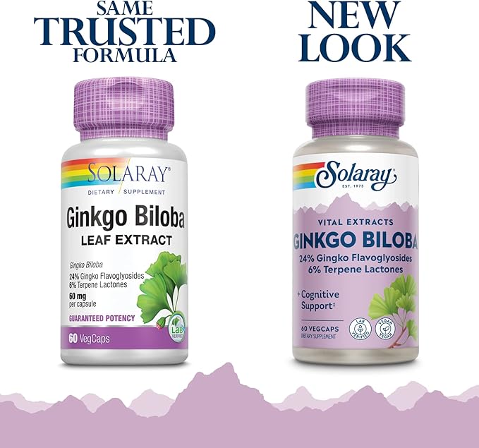 SOLARAY Ginkgo Biloba Extract, 60mg | 60 Count