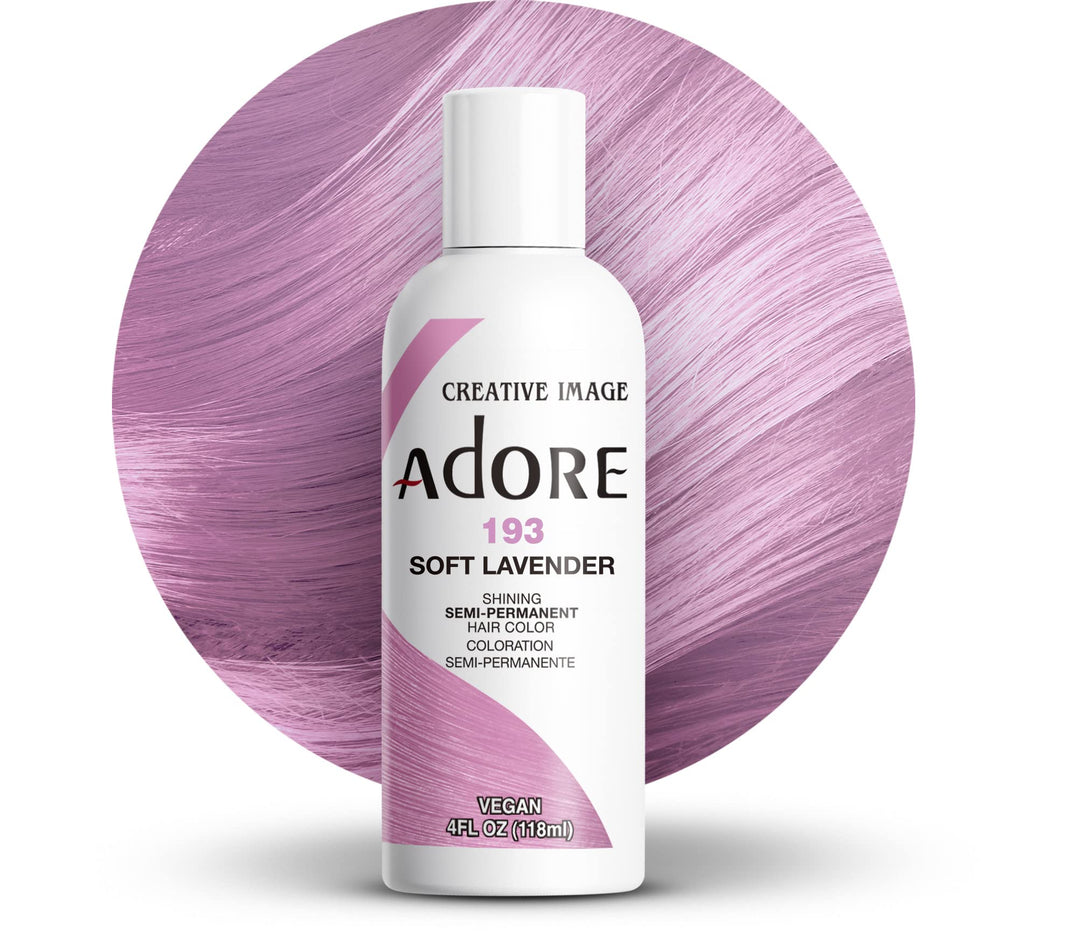Adore Semi Permanent Hair Color - Vegan And Cruelty-Free Purple Hair Dye - 4 Fl Oz - 193 Soft Lavender (Pack Of 1)