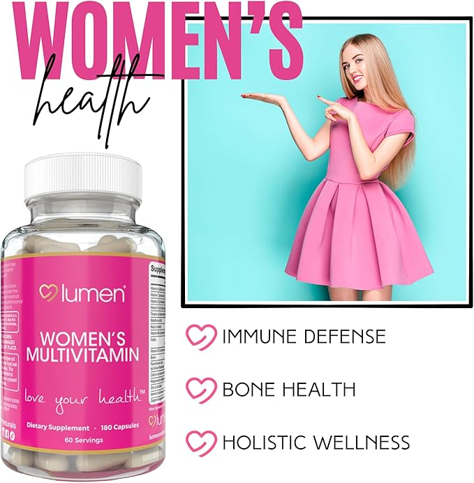 Women's Multivitamin Vitamin B12, A, C, D, & E - 180 Count - 60 Servings - Veggie Capsules