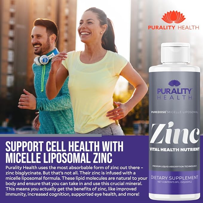Liposomal Zinc, Purality Health,15mg of Zinc per Serving, Liquid Zinc, Blueberry Flavor, Vegan, Gluten-Free, 15 Day Supply