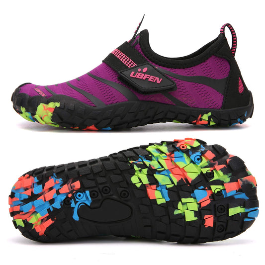 UBFEN Water Shoes for Kids Boys Girls Aqua Socks Barefoot Beach Sports Swim Pool Quick Dry Lightweight Toddler Little Big Kid B Purple 8 Toddler