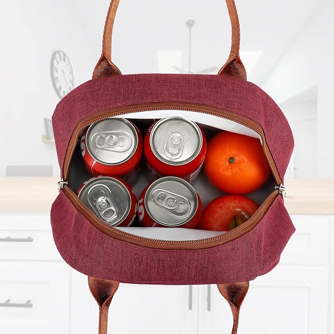 FlowFly Insulated Lunch Cooler Bag - Tote Bag Organizer for Women/Men, Red