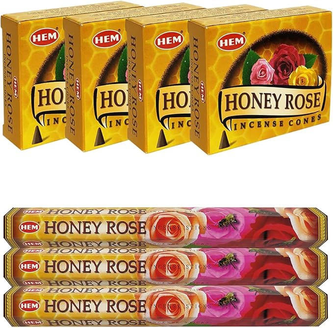 Honey Rose Incense sticks and cone incense holder variety pack bundle insence insense insienso