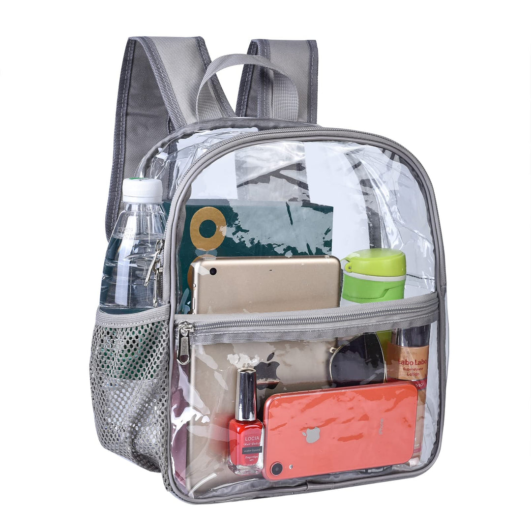 USPECLARE Clear Backpack for Stadium Approved 12×6×12, Water proof Clear Bag for Stadium Events and Concert Work Sport Event (Grey)
