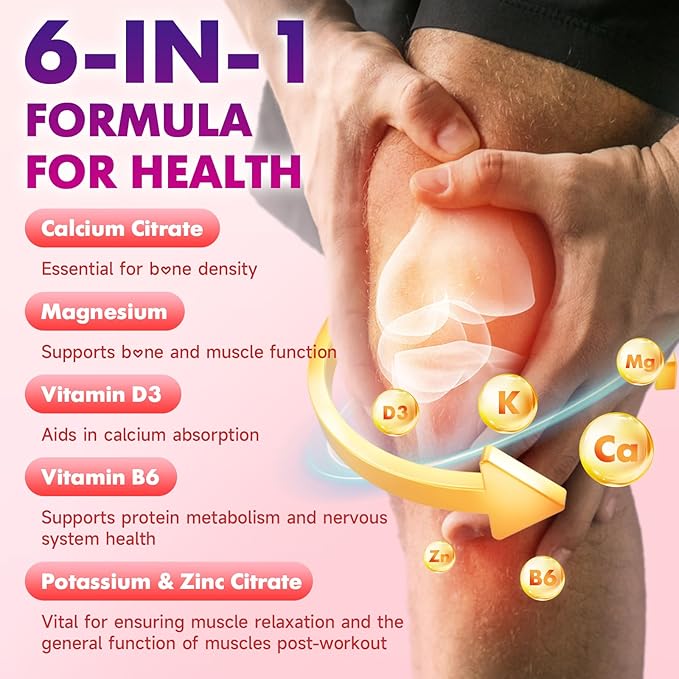 Calcium Citrate Gummies 1000mg w/Vitamin D3, High Absorption Calcium Supplement for Women & Men, Plus Magnesium, Potassium, Zinc for Muscle & Immune, Sugar-Free, Raspberry Flavor, 60 Count