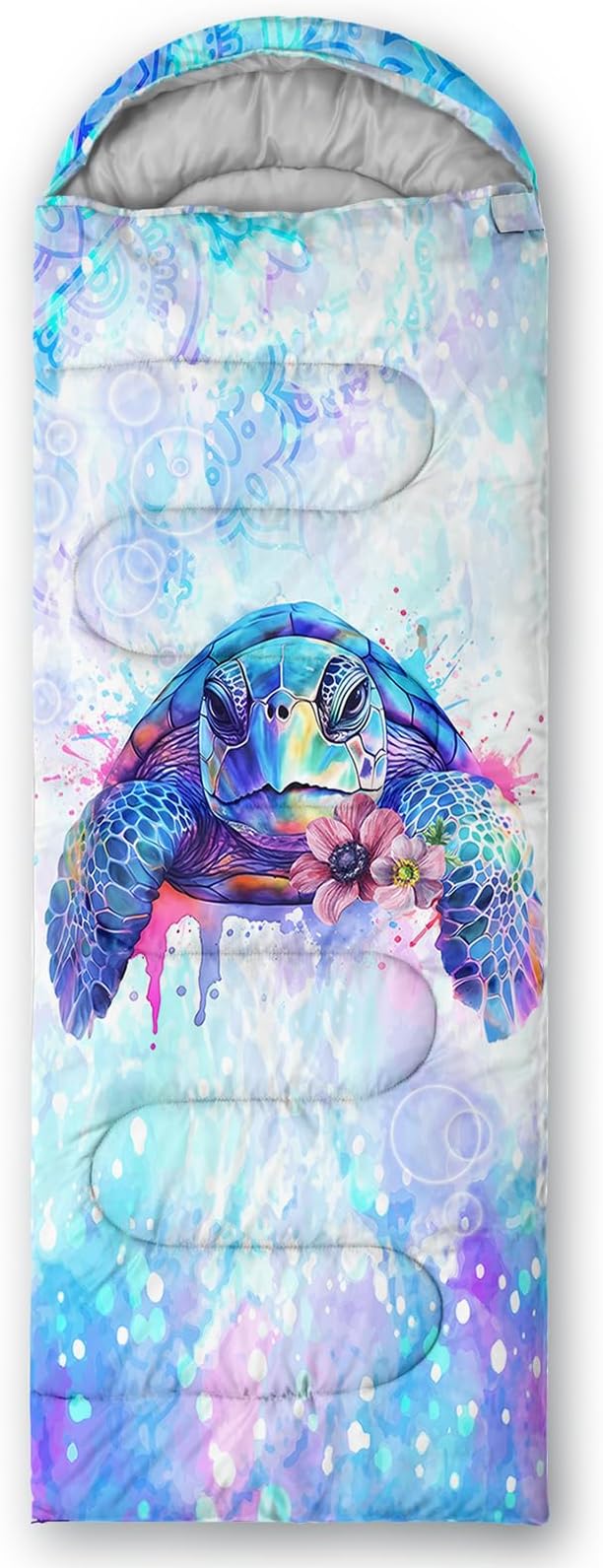 AILONEN Kids Floral Cat Camping Sleeping Bags,Lightweight & Waterproof,3 Season Warm & Cool Weather,Kawaii Kitten Sleeping Bags for Girls Adults,Travelling,Outdoors