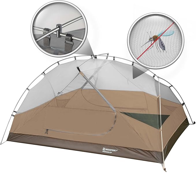 Bessport Camping Tent for 2-3 Person, Lightweight Backpacking Tent Waterproof Windproof Two Doors Easy Setup Double Layer Outdoor Tents for 3 to 4 Seasons, Suitable for Outdoor,Hiking,Camping