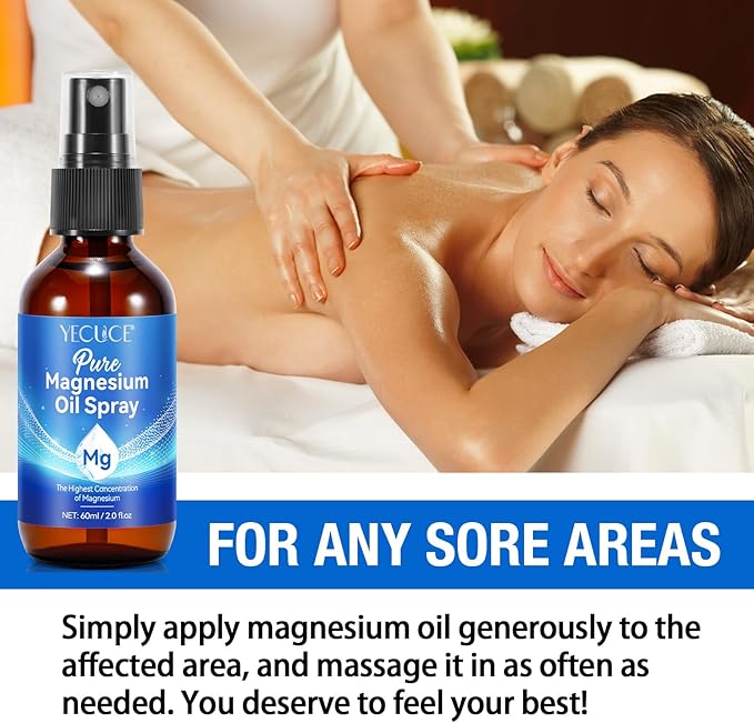 Magnesium Oil Spray - Pure Magnesium - Spray Magnesium for Feet & Sleep (2.02 Fl Oz), Blue