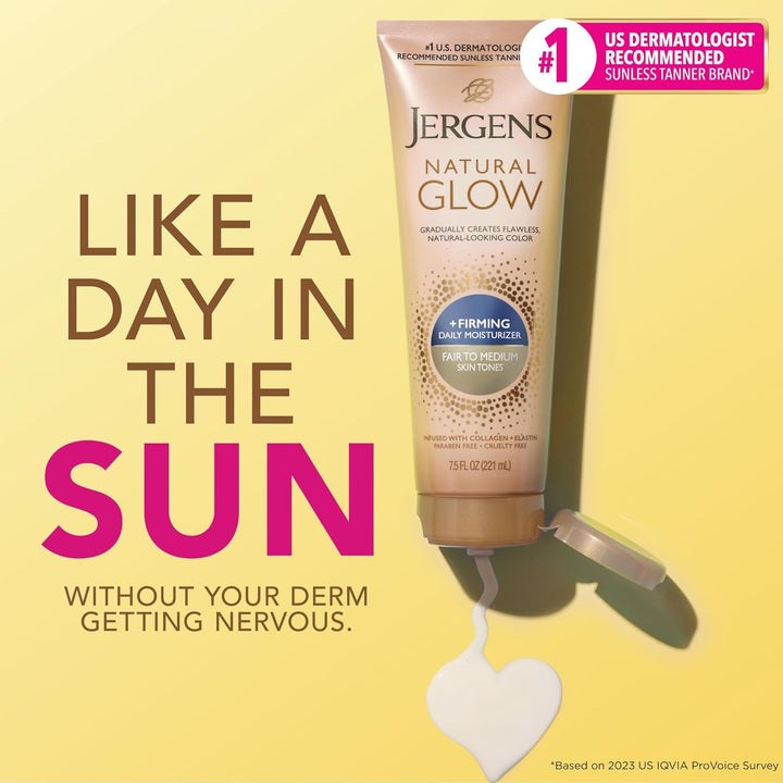 Jergens Natural Glow Firming Self Tanner Lotion | Fair to Medium Skin | 7.5 Fl Oz
