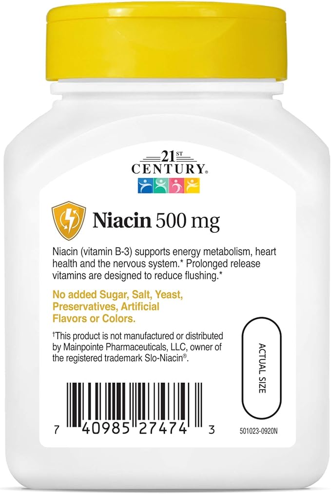 21st Century Niacin 500 mg Prolonged Release Tablets, 100 Count (27474) (Pack of 2)
