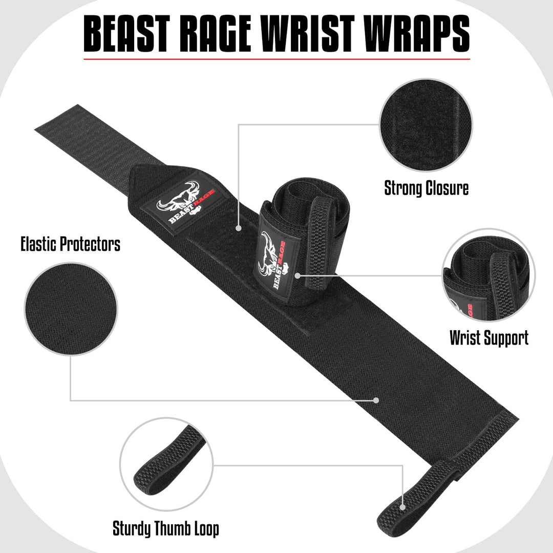 BEAST RAGE® Padded Cotton Lift Straps Lifting Wrist Straps for Weightlifting, Gym, Deadlift, Workout (Pair) Premium Lifting Straps for Gym Men and Women Soft, Supportive Wrist Pads (Black Org)