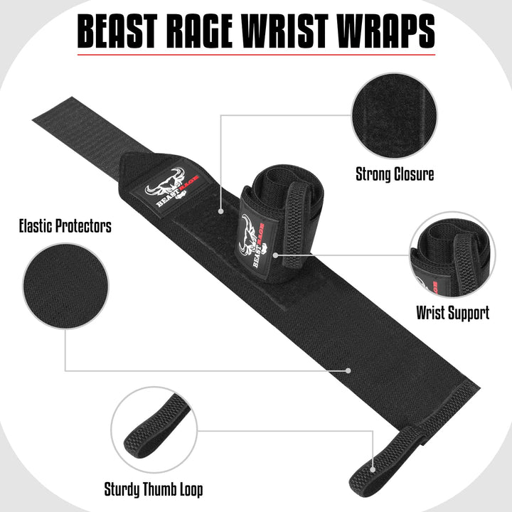 BEAST RAGE® Padded Cotton Lift Straps Lifting Wrist Straps for Weightlifting, Gym, Deadlift, Workout (Pair) Premium Lifting Straps for Gym Men and Women Soft, Supportive Wrist Pads (Black Org)