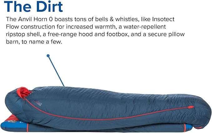 Big Agnes Anvil Horn (650 DownTek) Sleeping Bag, 0 Degree, Regular, Left Zip