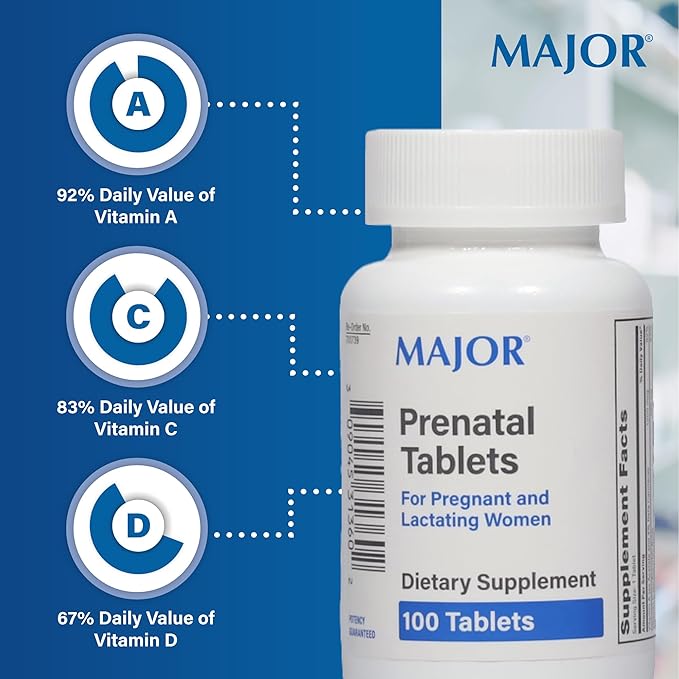 Major Prenatal Tablets for Pregnant and Lactating Women - Dietary Supplement - 100 Tablets