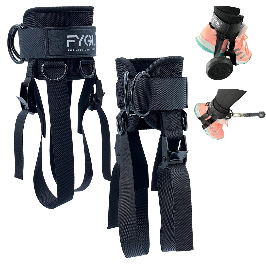 FYGL Dumbbell-Foot-Attachment, Ankle-Strap-for-Cable-Machine, Kickbacks Leg Curl Leg Extensions Glutes Workout at home for Men and Women, Black, Single
