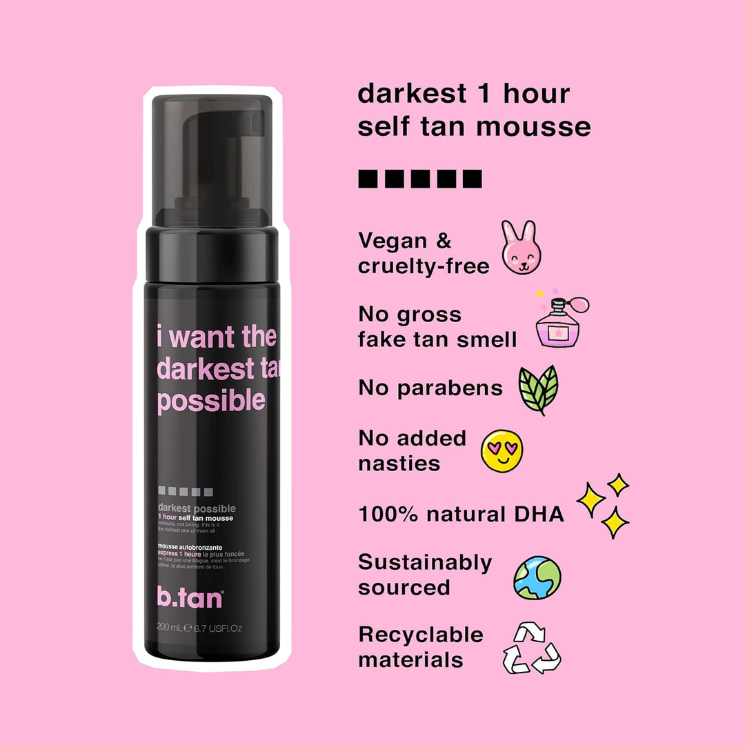 Ultra Dark Self Tanner Mousse – Fast 1 Hour Express Tanning Foam | Vegan, 6.7 Fl Oz