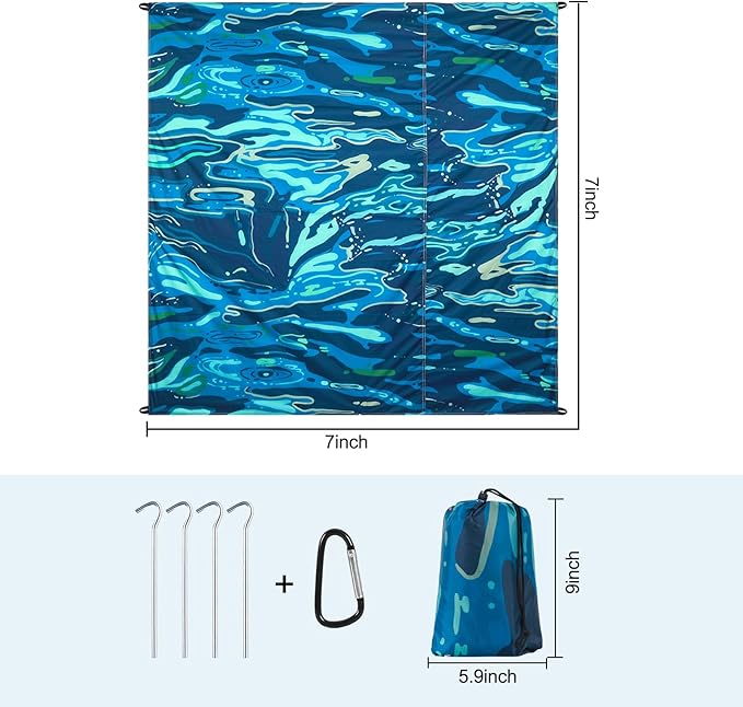 Beach Blanket Sandproof Beach Mat,82" X 82" for 1-4 Adults,Lightweight Quick Drying Picnic Mat for Travel, Camping, Hiking,Portable Beach Blanket