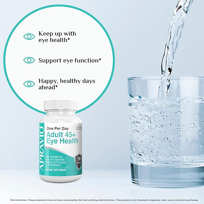Adult 45+ Eye Health Eye Vitamins w/Vitamin C, Vitamin E, Zinc, Copper, & Omega-3 Fatty Acids for Vision Health & Eye Protection, 90 softgels