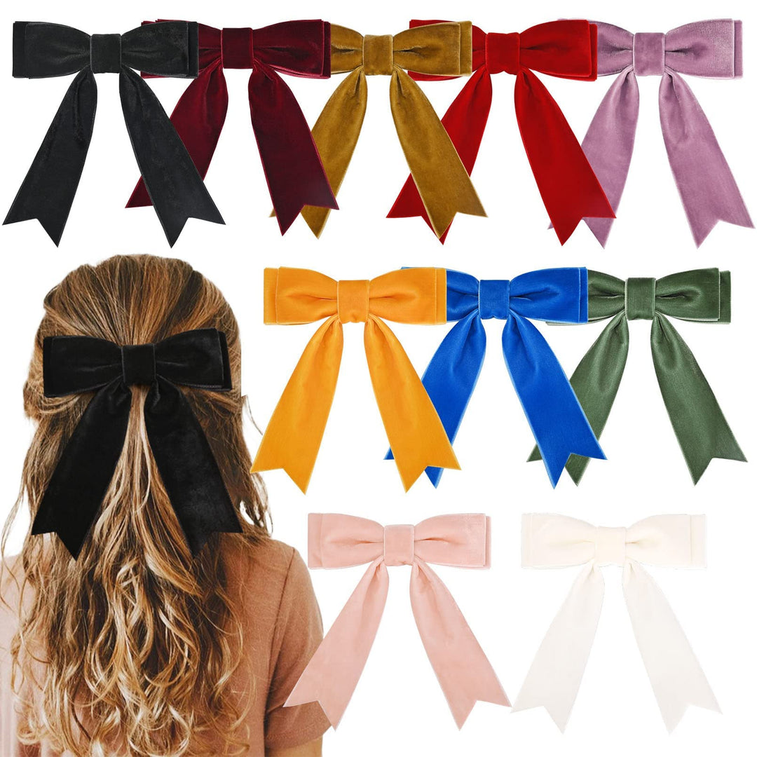 10Pcs 5'' Velvet Hair Bows Girls Hair Clips Ponytail Holder Accessories For Women Girls Toddlers